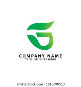 LETTER G GREEN LEAF LOGO TEMPLATE. GREEN INITIAL G LOGO VECTOR. ICON NATURE VECTOR ILLUSTRATION. 
