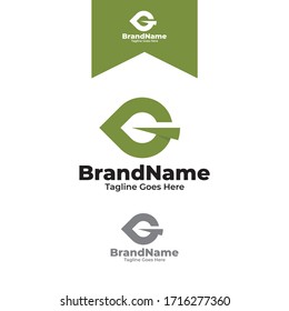 letter g green leaf logo vector eps
