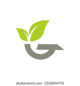 Letter g green leaf logo vector image