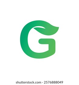 Letter G green leaf organic logo