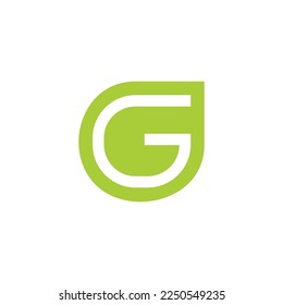 letter g green leaf outline logo vector 