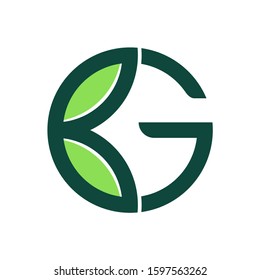 Letter G Green Leaf Plant Nature Farm Business Company Vector Logo Design	