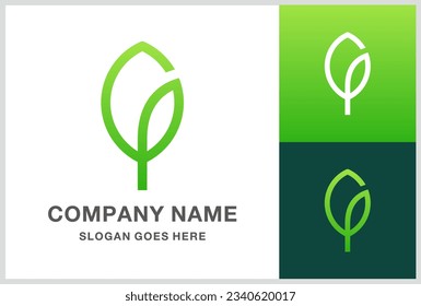 Letter G Green Leaf Plant Nature Farm Business Company Vector Logo Design	