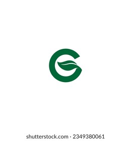 letter G and green leaf vector illustration for icon, symbol or logo. suitable for natural product logo. letter G initial logo