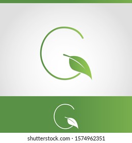 letter G green leaves logo -vector