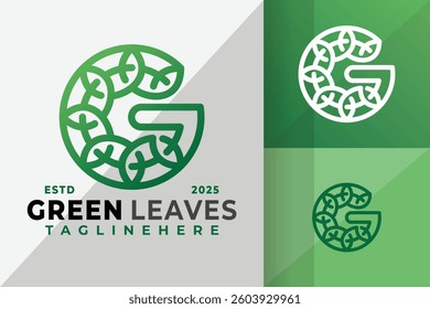 Letter G Green Leaves Symbol Logo Icon Vector Design Illustration