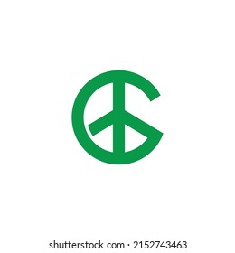 letter g green peace symbol simple geometric logo vector