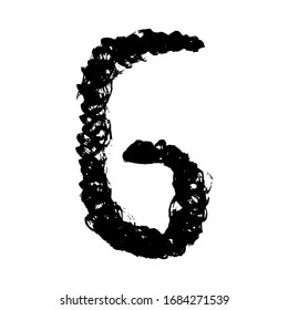 The letter G. Grunge ink alphabet, isolated on white background. Hand drawn with ink. Vector illustration.