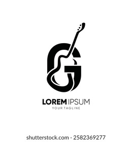 Letter G Guitar Silhouette Logo Design Vector Icon Graphic Emblem Symbol Illustration