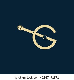 letter G and guitar simple icon vector illustration template design