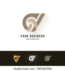 Letter G or GY monogram logo with grid method design