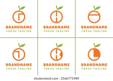 Letter G H I J K L Orange Citrus Logo, symbolizes freshness, nature, and organic