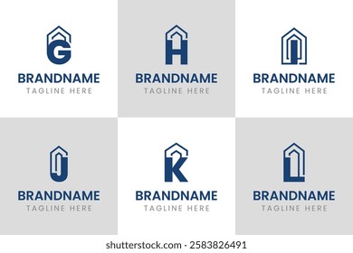 Letter G H I J K L Home Real Estate Logo, represent a house or property structure