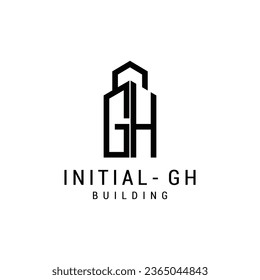 Letter g h logo icon design building template premium vector