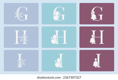 letter G H I minimalist cute winter typography