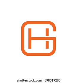 letter G and H monogram square shape logo orange
