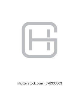 letter G and H monogram square shape logo gray