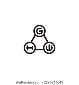 Letter G, H and W three circles geometric symbol simple logo vector