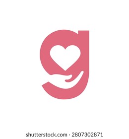 Letter G Hand Care or Hand Giving Love Logo Icon Vector