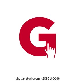 Letter G with a hand click ready to use