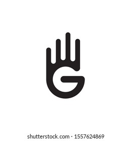 Letter G with hand shape logo design.G 4 icon vector template
