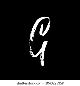 Letter G. Handwritten by dry brush. Rough strokes textured font. Vector illustration. Grunge style elegant alphabet.