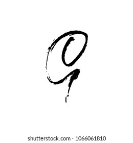Letter G. Handwritten by dry brush. Rough strokes textured font. Vector illustration. Grunge style elegant alphabet.