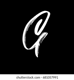 Letter G. Handwritten by dry brush. Rough strokes font. Vector illustration. Grunge style alphabet