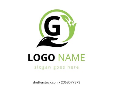 Letter G Health Care Logo Design. letter with safe hands Professional charity teamwork and foundation logo design