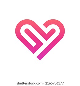 Letter G heart love logo design