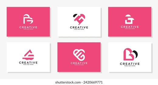 Letter G heart love logo design inspiration
