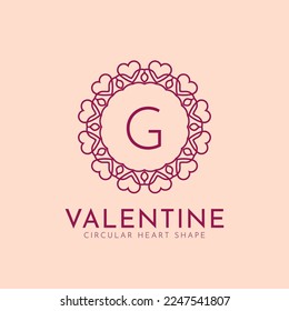 letter G heart shape circular love initials vector logo design