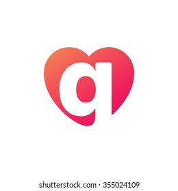 letter g heart shape icon logo orange red