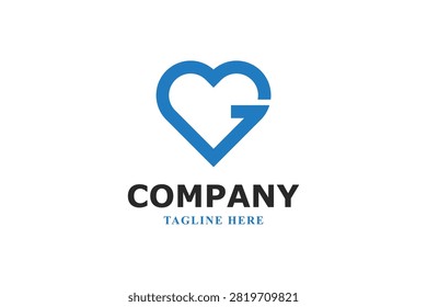 Letter G Heart Shape Logo Design Modern Minimalist Alphabet Brand Identity