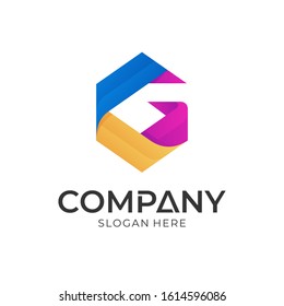 Letter G hexagon logo design, colorful initial letter for company name and business brand identity