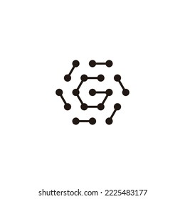 Letra G hexagón, moléculas símbolo geométrico redondeado simple vector de logotipo