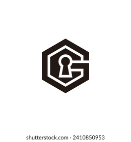 letter g hexagonal key hole logo vector 