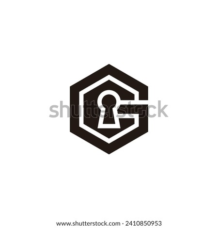 letter g hexagonal key hole logo vector 