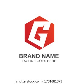 Letra g en logotipo hexagonal