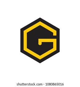 letter g hexagonal roof shape geometric design logo