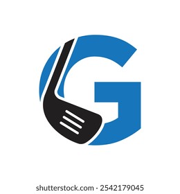 Letra G Hockey Logo. Concepto de logotipo de hockey sobre césped con símbolo de palo de hockey