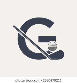 Letter G Hockey Tournament Logo. Ice Hockey Badge Logo Template