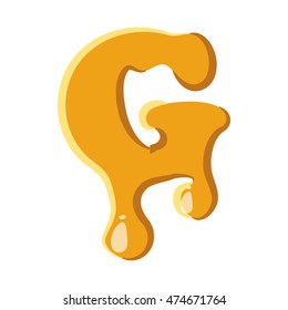 Letter G from honey icon isolated on white background. Alphabet symbol