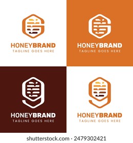 Letter G Honey Logo Set, Perfect for Beekeeping and Honey Producers