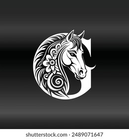 letter G Horse's head  luxury logo and icon vector illustration template design.