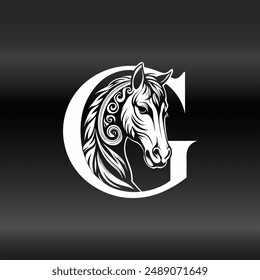 letter G Horse's head  luxury logo and icon vector illustration template design.