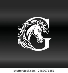 letter G Horse's head  luxury logo and icon vector illustration template design.