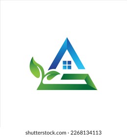Letter G house leaf logo, Letter G green house logo, home care, simple linear house with leaf logo concept, garden logo vector, shady house icon, housing vector illustration, green home icon design 