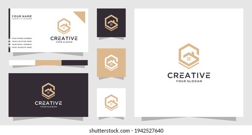 Letter g house logo and business card template