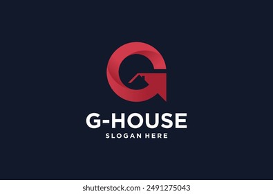 letter g with house logo design premium vector